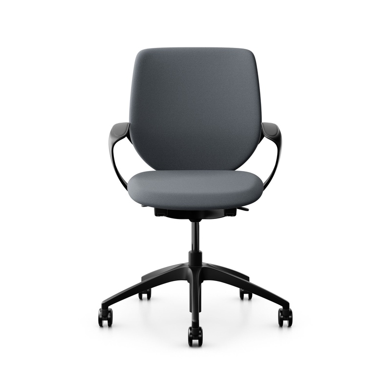 Image of Swivel chair backrest configurable Giroflex 313 with upholstered backrest, with fixed armrests Gray/Black, New