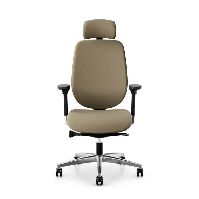 Image of Giroflex 353 office chair with headrest & with 4D armrests Light brown/Chrome-plated, New, Ergonomic chair - ideal for flexible working