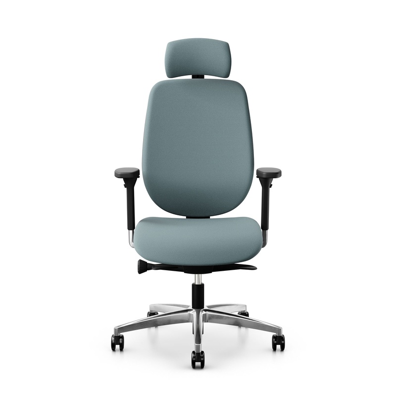 Image of Giroflex 353 office chair with headrest & with 4D armrests Light blue/Chrome-plated, New, Ergonomic chair - ideal for flexible working