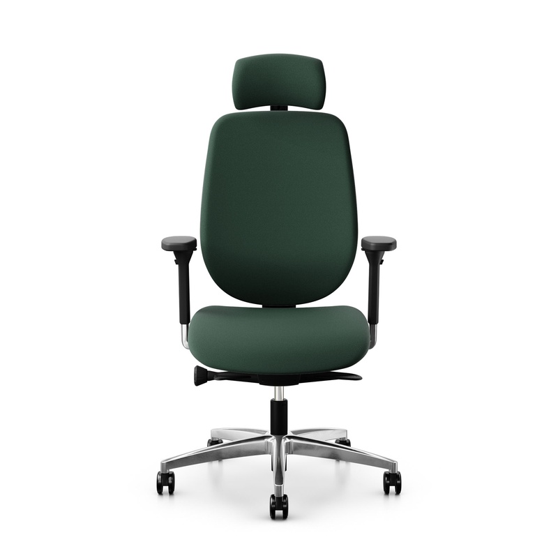 Image of Giroflex 353 office chair with headrest & with 4D armrests Dark green/Chrome-plated, New, Ergonomic chair - ideal for flexible working