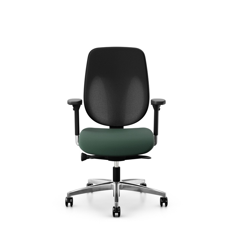 Image of Giroflex 353 office chair without headrest & with 4D armrests Dark green/Chrome-plated, New, Ergonomic chair - ideal for flexible working