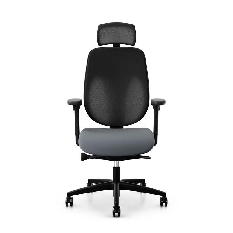 Image of Giroflex 353 office chair with headrest & with 4D armrests Gray/Black, New, Ergonomic chair - ideal for flexible working