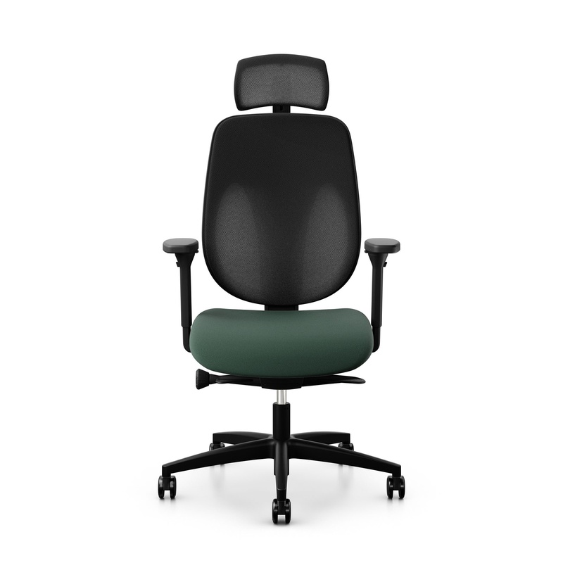 Image of Giroflex 353 office chair with headrest & with 4D armrests Dark green/Black, New, Ergonomic chair - ideal for flexible working