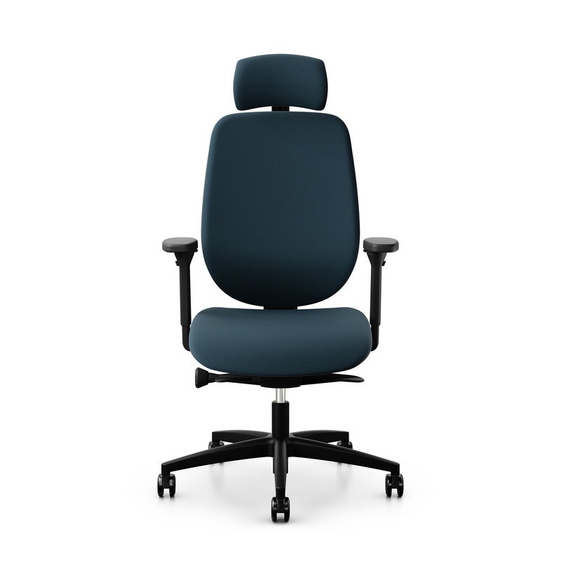 Image of Giroflex 353 office chair with headrest & with 4D armrests Blue/Black, New, Ergonomic chair - ideal for flexible working