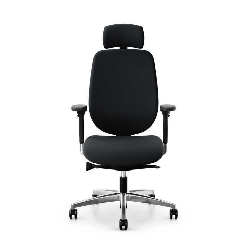 Image of Giroflex 353 office chair with headrest & with 4D armrests Black/Chrome-plated, New, Ergonomic chair - ideal for flexible working