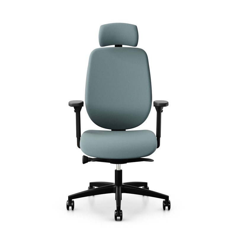 Image of Giroflex 353 office chair with headrest & with 4D armrests Light blue/Black, New, Ergonomic chair - ideal for flexible working