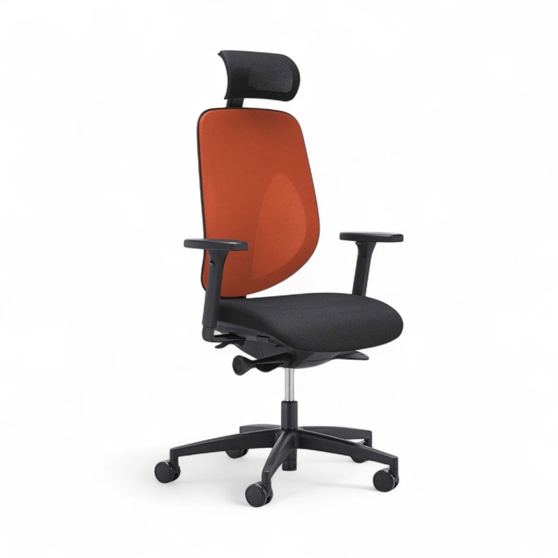 Image of Swivel chair Giroflex 353-4029 with headrest & with 2D armrests Orange/Black, New, Ergonomic chair - ideal for flexible working