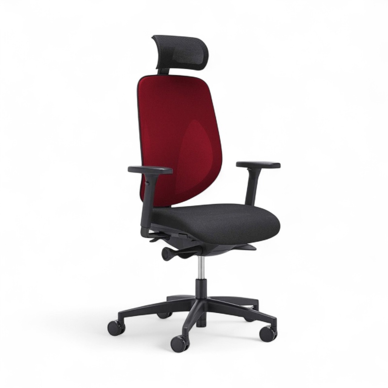 Image of Swivel chair Giroflex 353-4029 with headrest & with 2D armrests Red/Black, New, Ergonomic chair - ideal for flexible working