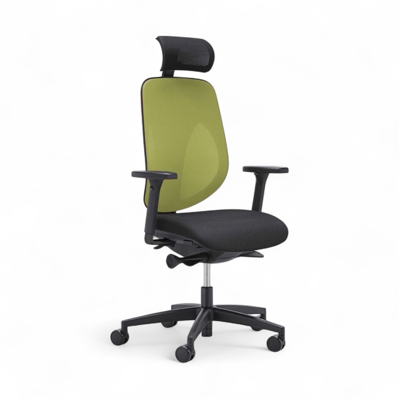Image of Swivel chair Giroflex 353-4029 with headrest & with 2D armrests Green/Black, New, Ergonomic chair - ideal for flexible working