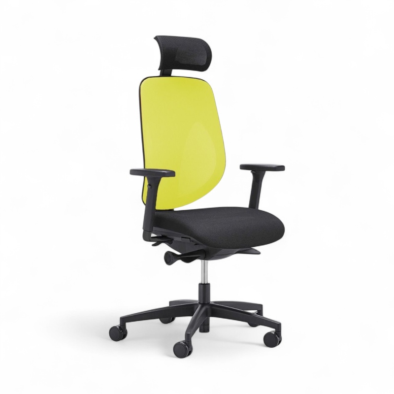 Image of Swivel chair Giroflex 353-4029 with headrest & with 2D armrests Yellow/Black, New, Ergonomic chair - ideal for flexible working