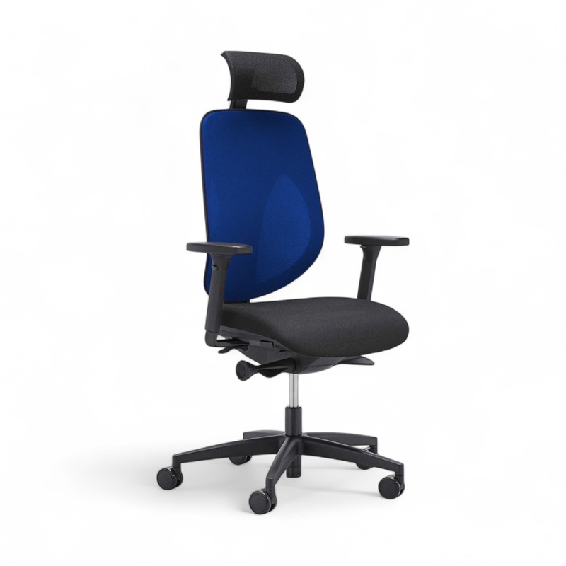 Image of Swivel chair Giroflex 353-4029 with headrest & with 2D armrests Blue/Black, New, Ergonomic chair - ideal for flexible working
