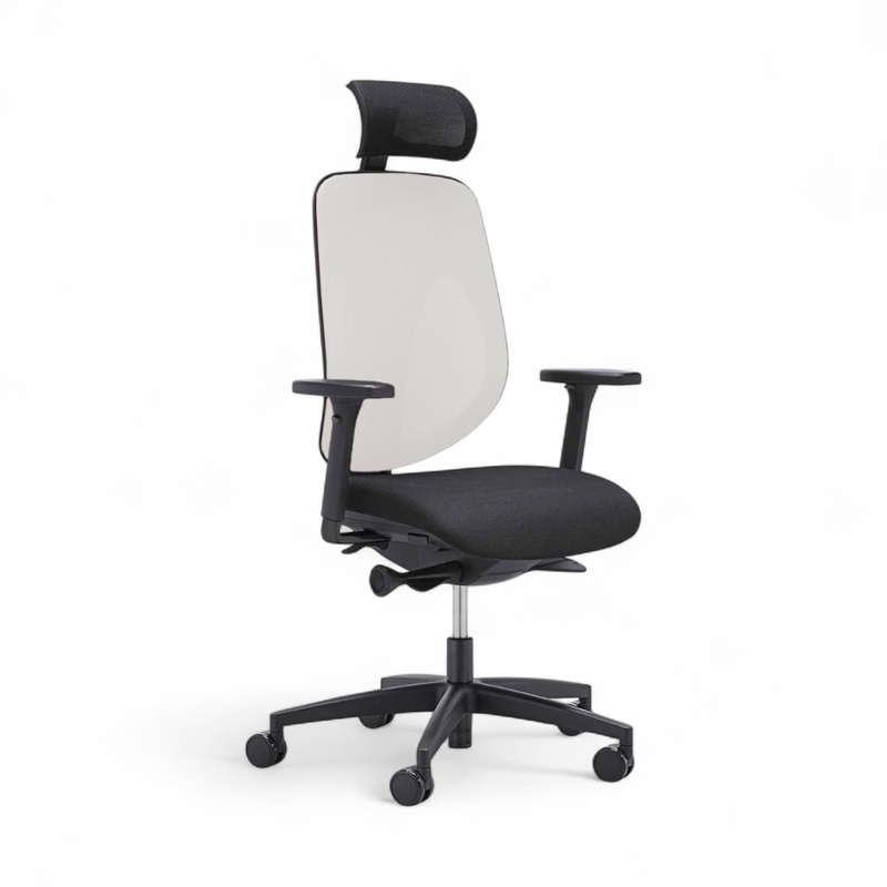 Image of Swivel chair Giroflex 353-4029 with headrest & with 2D armrests White/Black, New, Ergonomic chair - ideal for flexible working