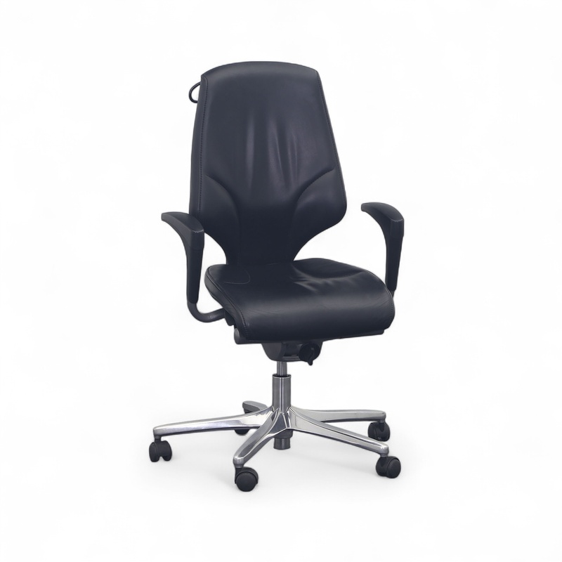 Image of Office swivel chair Giroflex 64 with 1D armrests, Black/Chrome-plated, Normal used, Ergonomic chair - ideal for flexible working