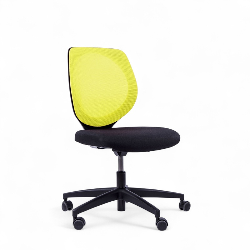 Image of Height-adjustable conference chair Giroflex 353-3018 with hard floor castors without armrests, Yellow/Black, New - Ergonomic & height-adjustable
