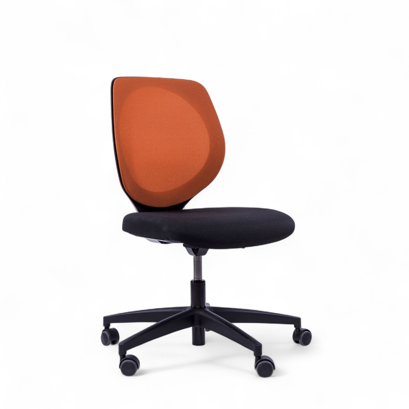 Image of Height-adjustable conference chair Giroflex 353-3018 with hard floor castors without armrests, Orange/Black, New - Ergonomic & height-adjustable