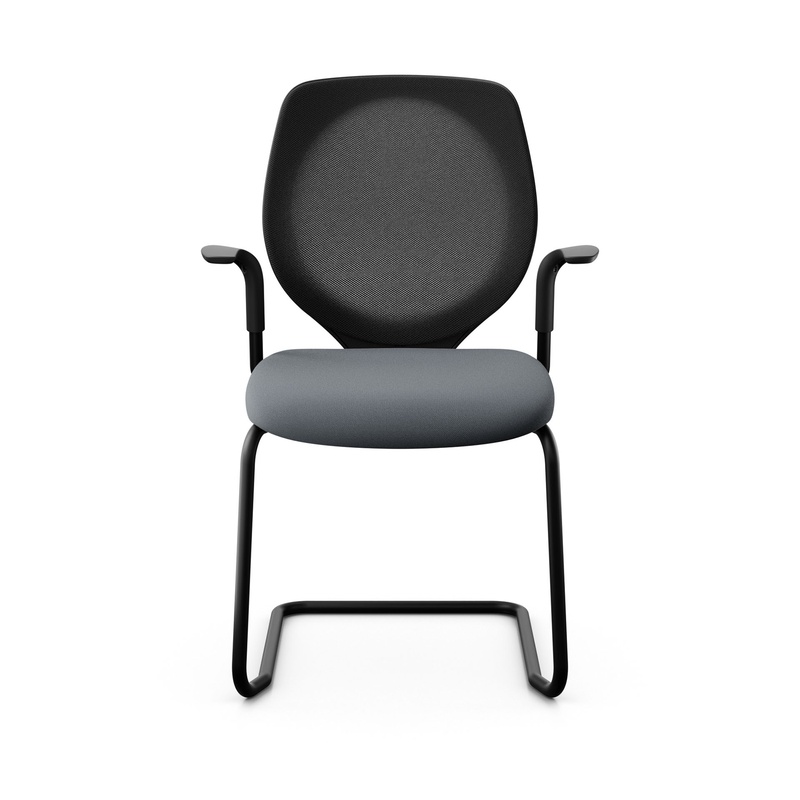 Image of Giroflex 353 cantilever conference chair with fixed armrests, Gray/ Black, New
