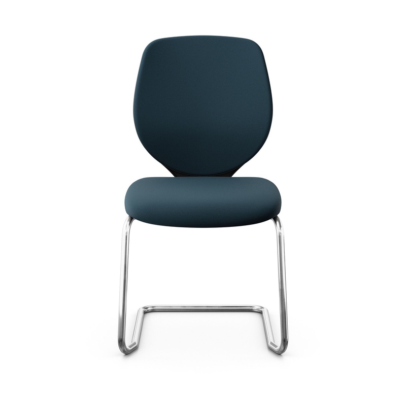 Image of Giroflex 353 cantilever conference chair without armrests, Blue/Chrome-plated, New