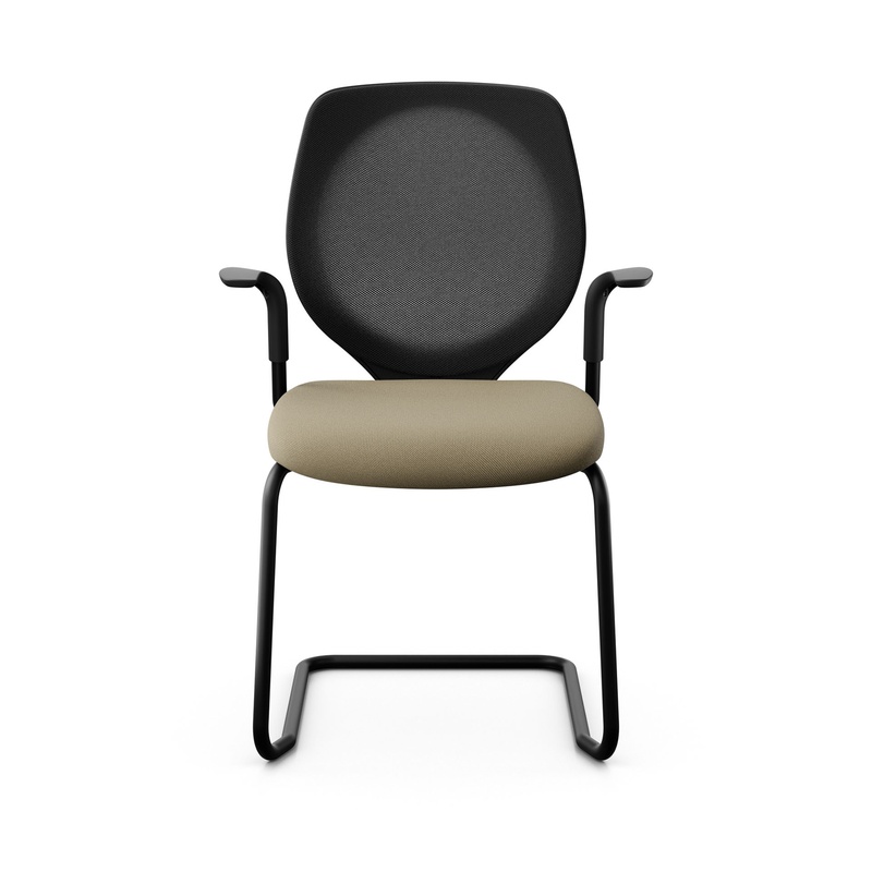 Image of Giroflex 353 cantilever conference chair with fixed armrests, Light brown/ Black, New