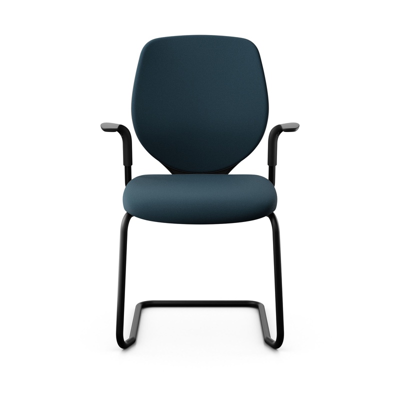 Image of Giroflex 353 cantilever conference chair with fixed armrests, Blue/ Black, New