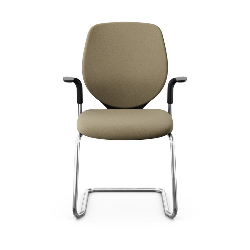 Image of Giroflex 353 cantilever conference chair with fixed armrests, Light brown/Chrome-plated, New