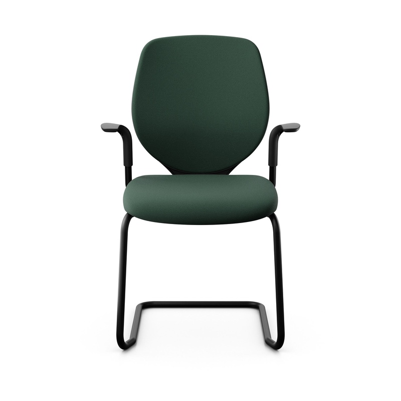 Image of Giroflex 353 cantilever conference chair with fixed armrests, Dark green/ Black, New