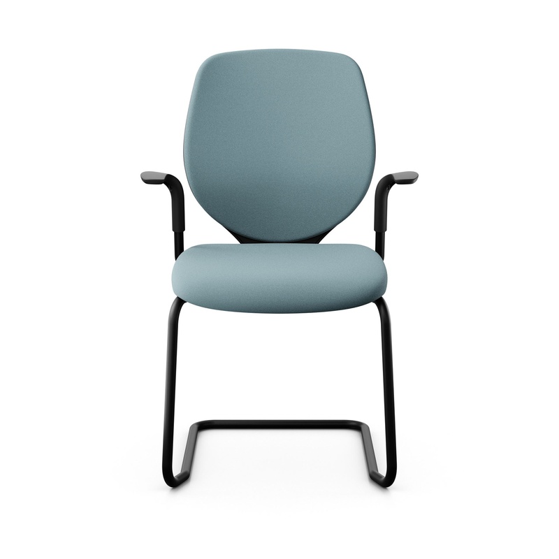 Image of Giroflex 353 cantilever conference chair with fixed armrests, Light blue/ Black, New
