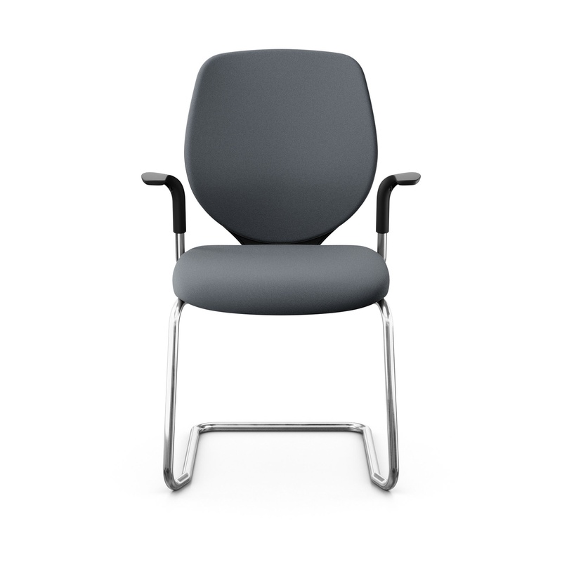 Image of Giroflex 353 cantilever conference chair with fixed armrests, Gray/Chrome-plated, New