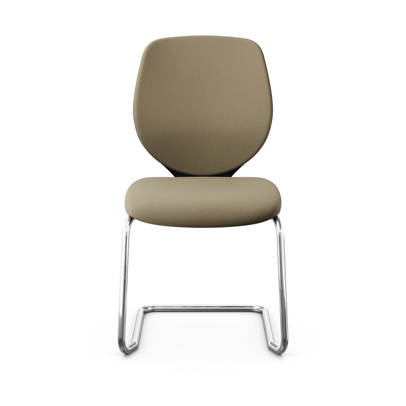 Image of Giroflex 353 cantilever conference chair without armrests, Light brown/Chrome-plated, New