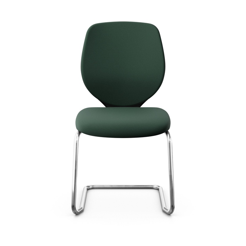 Image of Giroflex 353 cantilever conference chair without armrests, Dark green/Chrome-plated, New