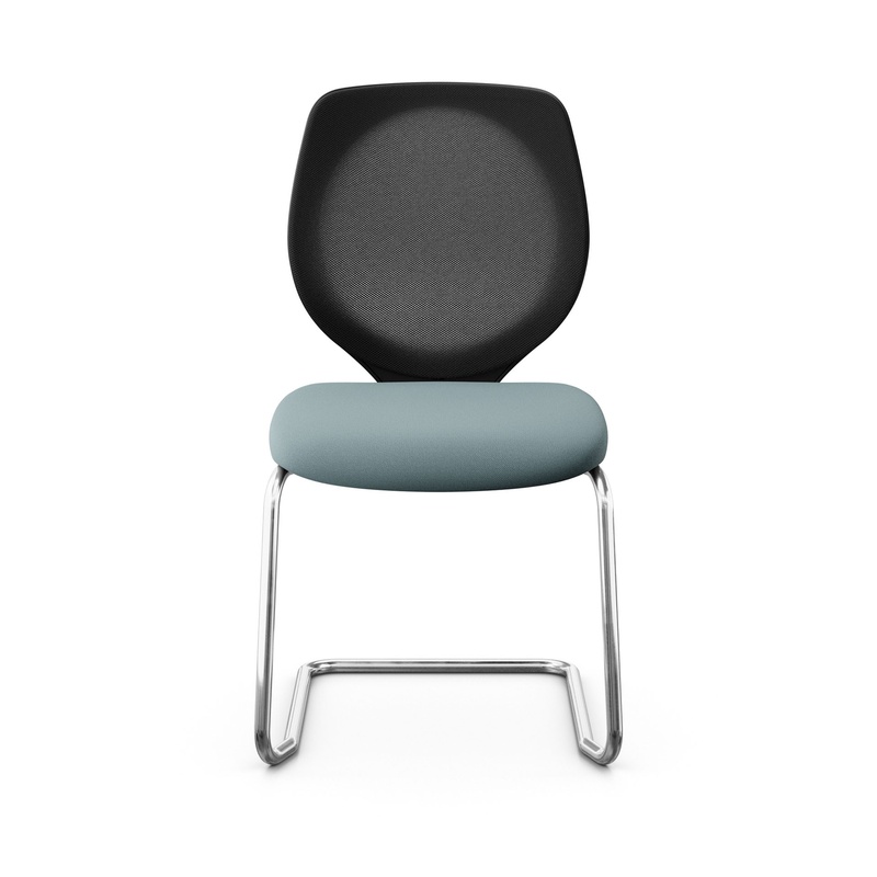 Image of Giroflex 353 cantilever conference chair without armrests, Light blue/Chrome-plated, New