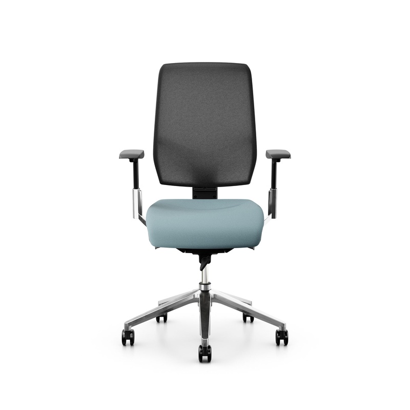 Image of Giroflex office chair 68-3519 with 3D armrests, Light blue/Chrome-plated, New, Ergonomic chair - ideal for flexible working
