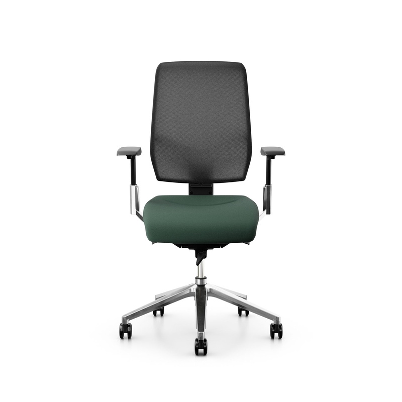 Image of Giroflex office chair 68-3519 with 3D armrests, Dark green/Chrome-plated, New, Ergonomic chair - ideal for flexible working