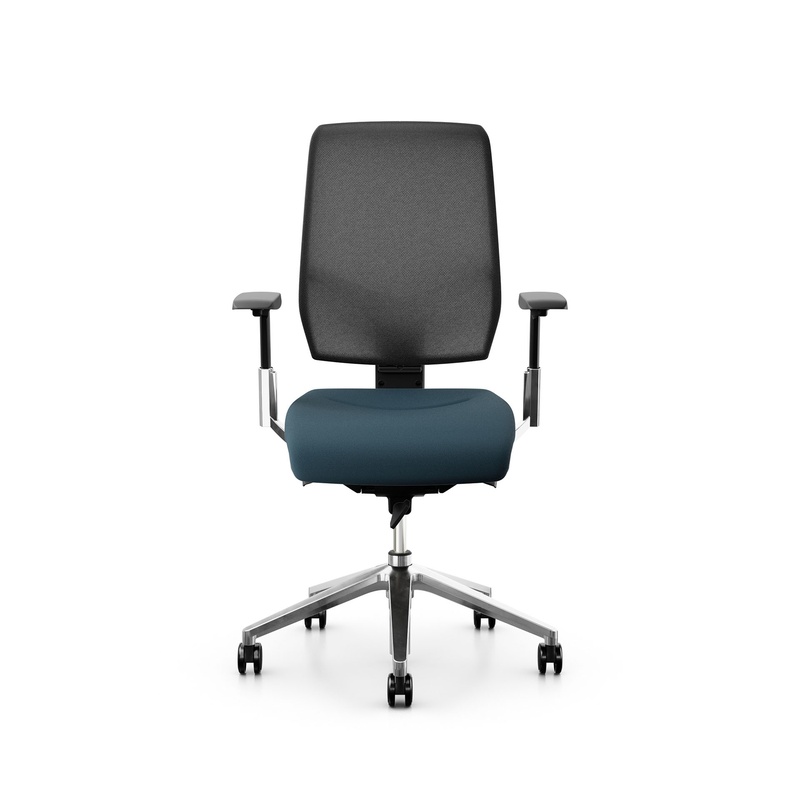 Image of Giroflex office chair 68-3519 with 3D armrests, Blue/Chrome-plated, New, Ergonomic chair - ideal for flexible working