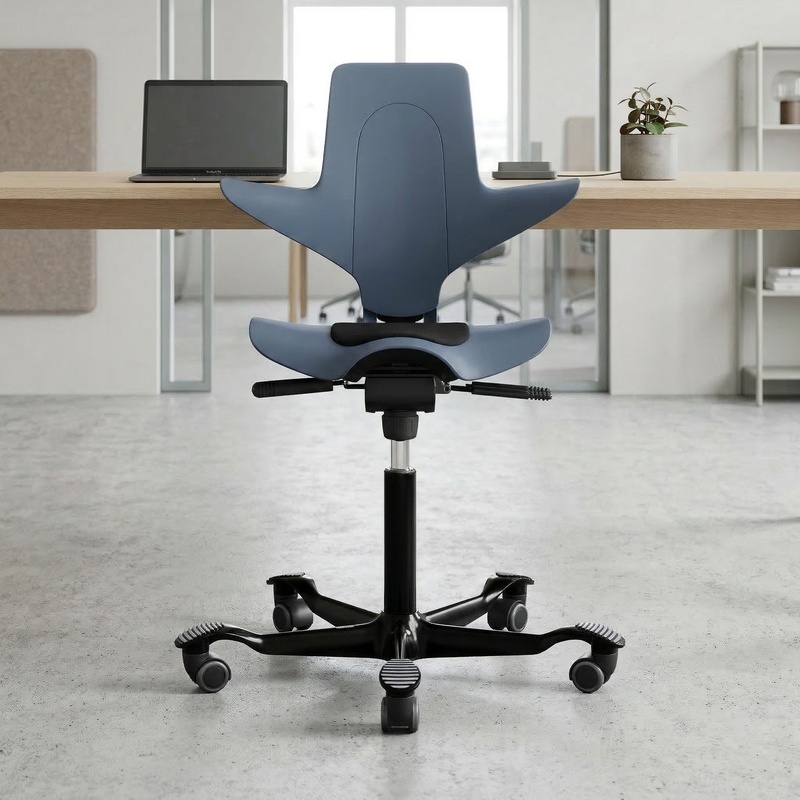 Image of Saddle chair HAG Capisco Puls 8010 without armrests, Blue/Black, New, Ergonomic chair - ideal for flexible working