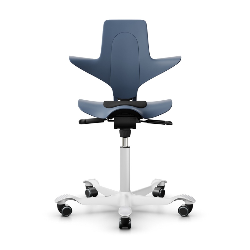 Image of Saddle chair HAG Capisco Puls 8010 without armrests, Blue/White, New, Ergonomic chair - ideal for flexible working