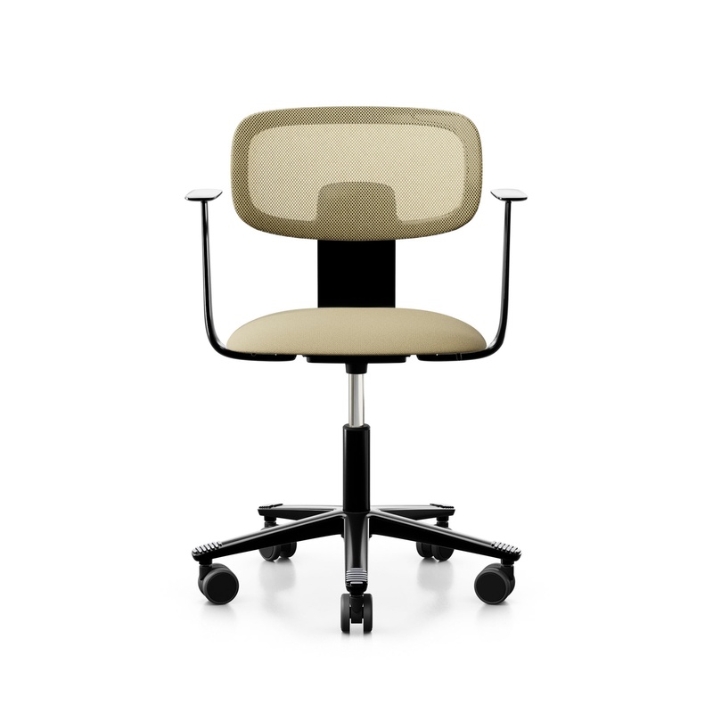 Image of Task chair HAG Tion 2340 Mesh with fixed armrests, Yellow/Black, New, Ergonomic chair - ideal for flexible working