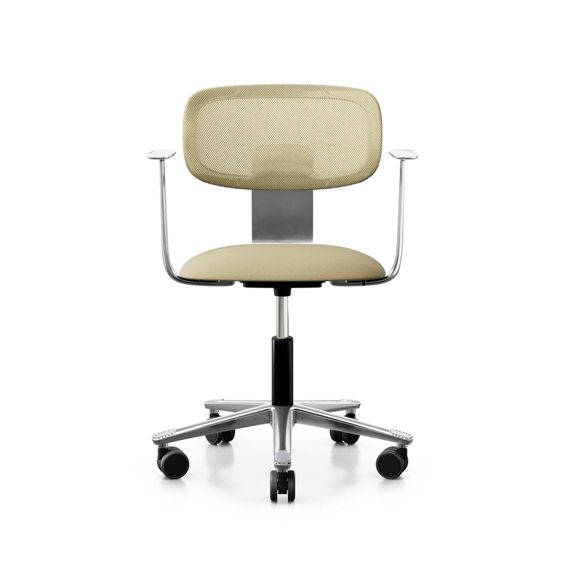 Image of Task chair HAG Tion 2340 Mesh with fixed armrests, Yellow/Chrome-plated, New, Ergonomic chair - ideal for flexible working