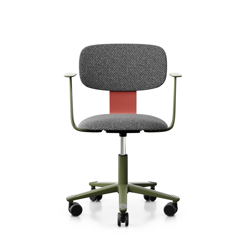 Image of HAG Tion 2160 task chair with fixed armrests, Gray/Green, New, Ergonomic chair - ideal for flexible working