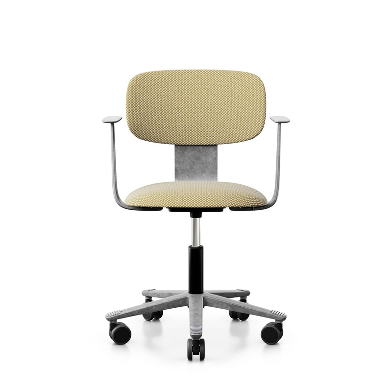 Image of HAG Tion 2160 task chair with fixed armrests, Yellow/Silver gray, New, Ergonomic chair - ideal for flexible working