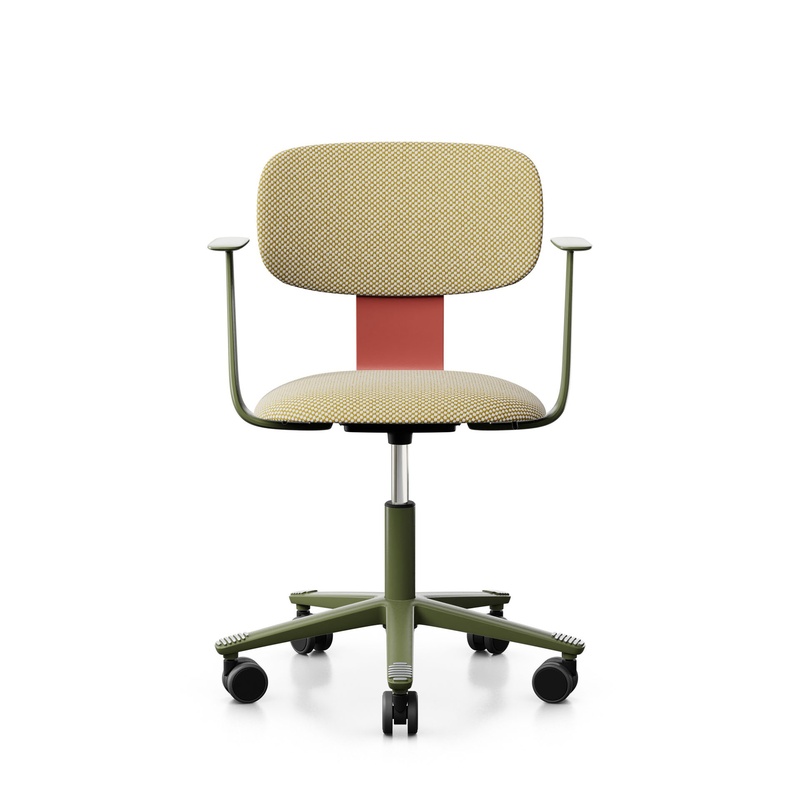 Image of HAG Tion 2160 task chair with fixed armrests, Yellow/Green, New, Ergonomic chair - ideal for flexible working
