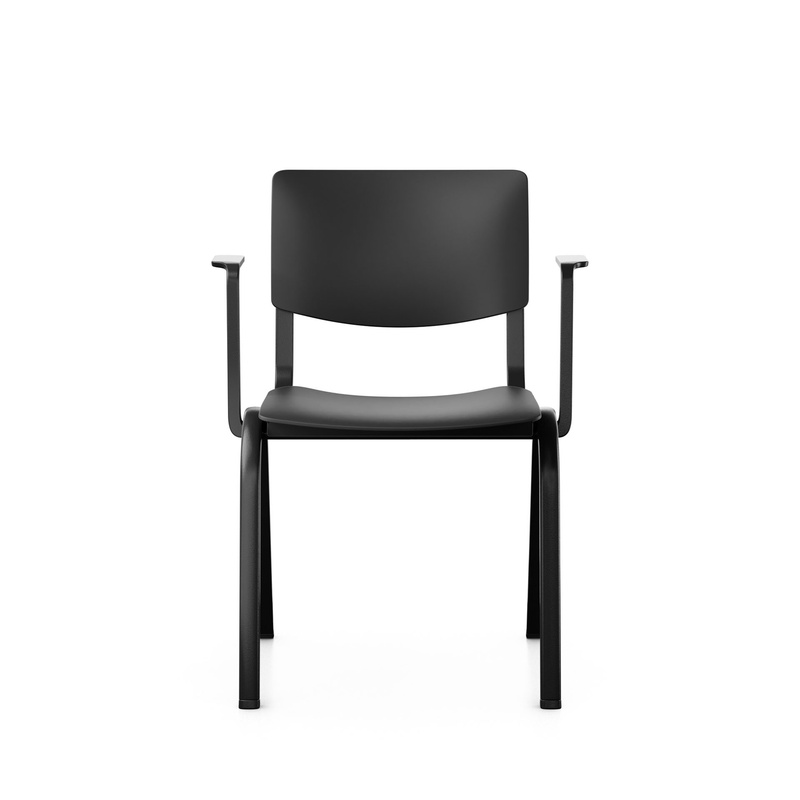 Image of Stackable chair HAG Celi 9100 Black/Black with fixed armrests, New - Perfect for office and reception