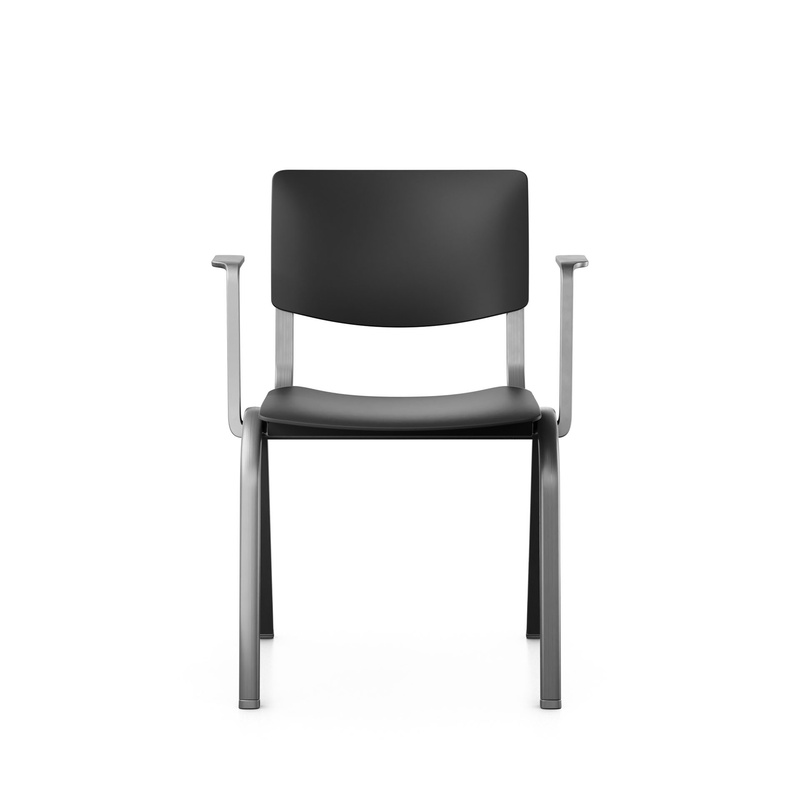 Image of Stackable chair HAG Celi 9100 Black/Silver gray with fixed armrests, New - Perfect for office and reception