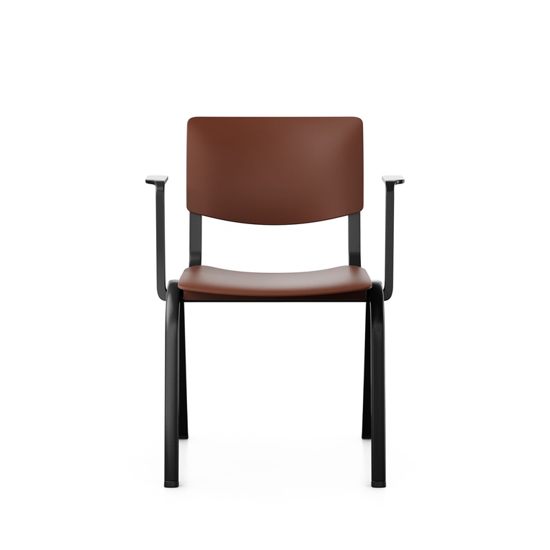 Image of Stackable chair HAG Celi 9100 Brown/Black with fixed armrests, New - Perfect for office and reception