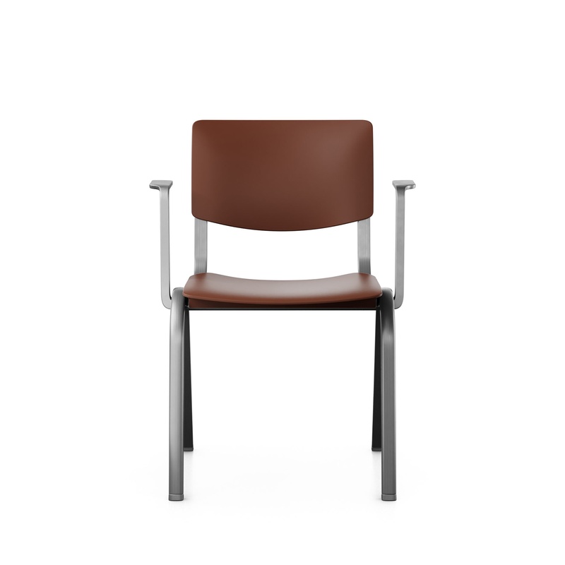 Image of Stackable chair HAG Celi 9100 Brown/Silver gray with fixed armrests, New - Perfect for office and reception