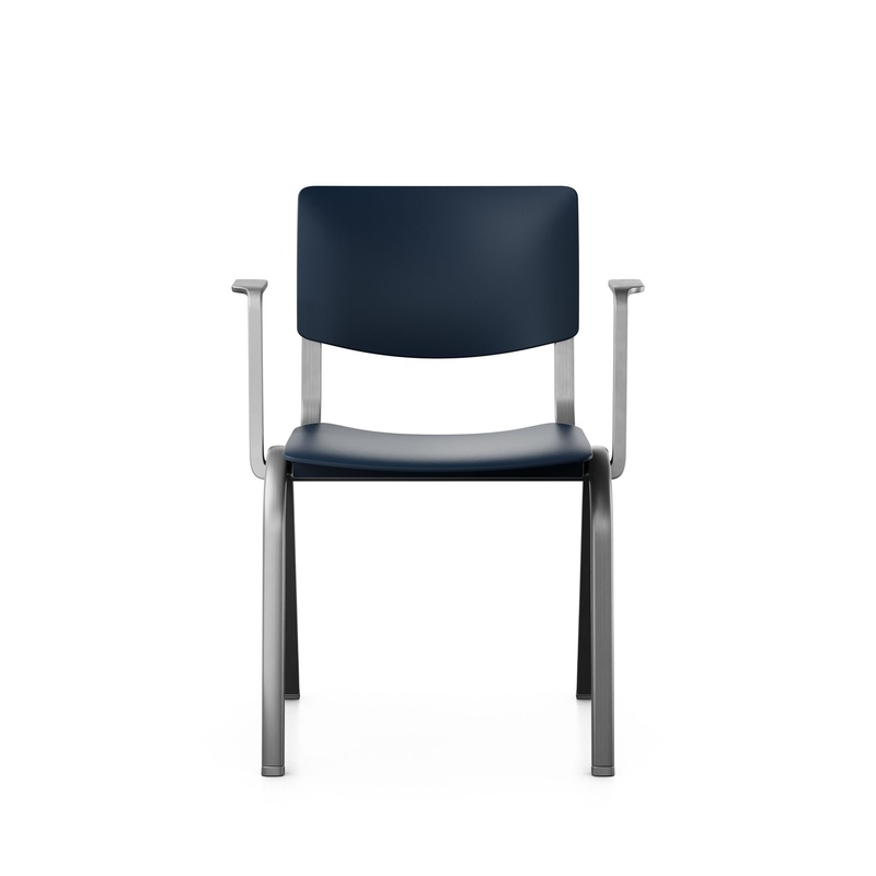 Image of Stackable chair HAG Celi 9100 Dark blue/Silver gray with fixed armrests, New - Perfect for office and reception