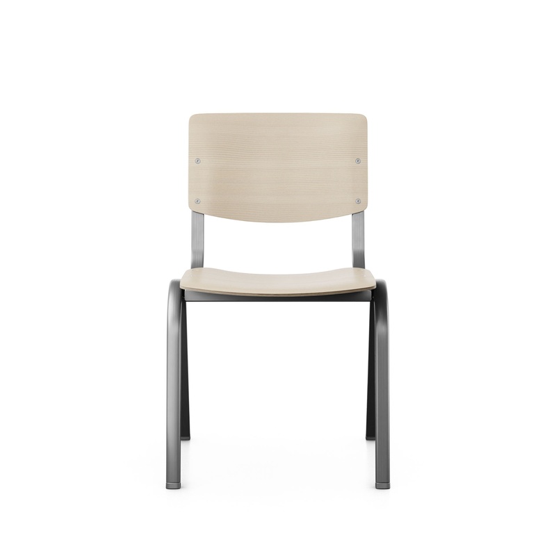 Image of Wooden stacking chair HAG Celi 9200 Ash/Silver gray without armrests, New - Perfect for office and reception