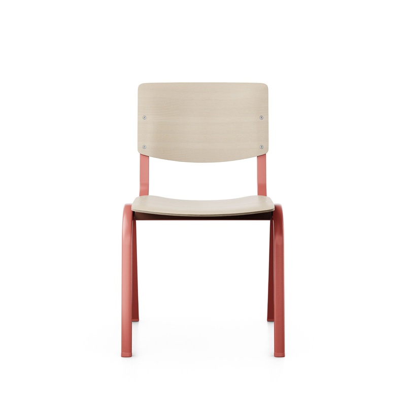 Image of Wooden stacking chair HAG Celi 9200 Ash/Red without armrests, New - Perfect for office and reception