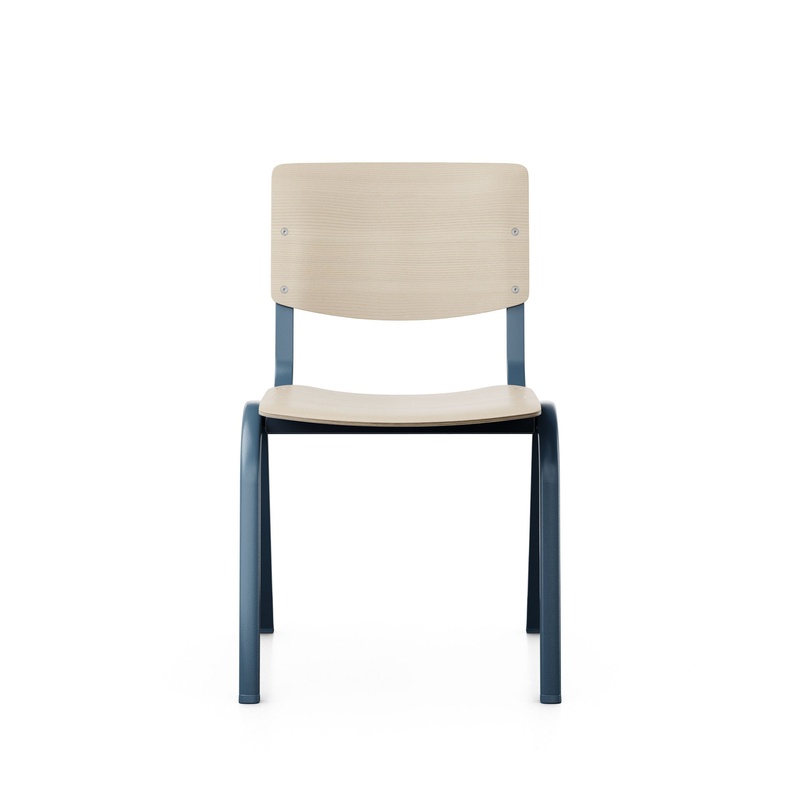 Image of Wooden stacking chair HAG Celi 9200 Ash/Blue without armrests, New - Perfect for office and reception