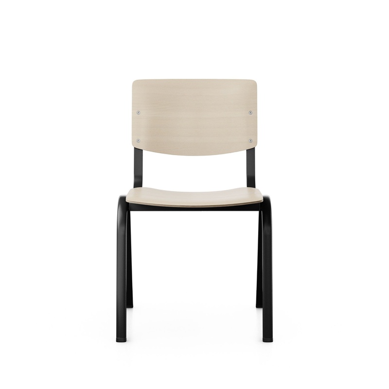 Image of Wooden stacking chair HAG Celi 9200 Ash/Black without armrests, New - Perfect for office and reception