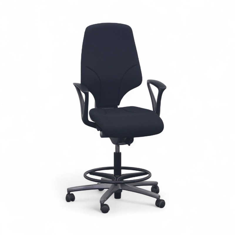Image of Counter office swivel chair Giroflex 64 with fixed armrests, Black/Anthracite, Normal used, Ergonomic chair - ideal for flexible working
